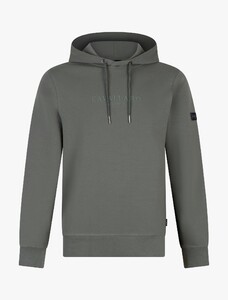 Cavallaro Napoli Sanago Hoodie Uni Color Ton-sur-Ton 3D Rubber Logo Trui Faded Green