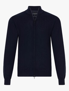 Cavallaro Napoli Saronno Full Zip Mélange Merino Vest Donker Blauw