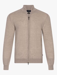 Cavallaro Napoli Saronno Full Zip Mélange Merino Vest Licht Camel