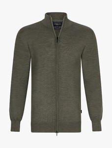 Cavallaro Napoli Saronno Full Zip Mélange Merino Vest Midden Groen