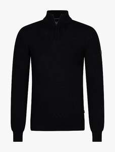 Cavallaro Napoli Saronno Half Zip Merino Wool Trui Zwart