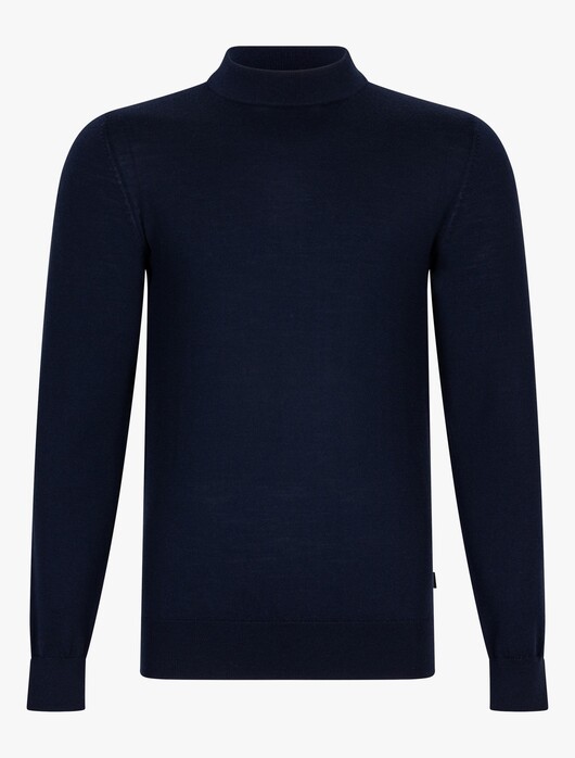 Cavallaro Napoli Saronno Turtle Neck Merino Pullover Dark Evening Blue