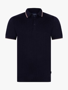 Cavallaro Napoli Sirrentoni Organic Cotton Tipping Detail Polo Donker Blauw