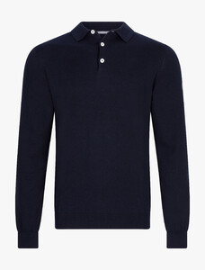 Cavallaro Napoli Sorrentino Long Sleeve Organic Cotton Polo Donker Blauw