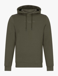 Cavallaro Napoli Taddeo Sweat Hoodie Front Uni Color Logo Trui Midden Groen