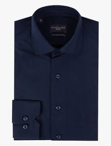 Cavallaro Napoli Tanisco Premium Italian Stretch Fabric Overhemd Donker Blauw