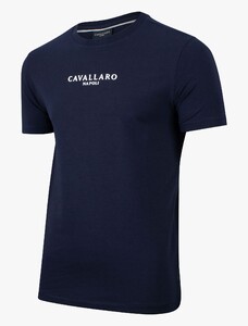 Cavallaro Napoli Umberto Tee Uni Stretch Cotton Blend T-Shirt Donker Blauw