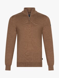 Cavallaro Napoli Uni Color Merino Half Zip Trui Camel