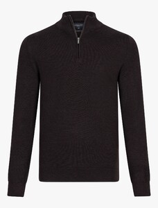 Cavallaro Napoli Uni Color Merino Half Zip Trui Donker Bruin