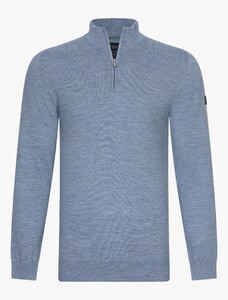 Cavallaro Napoli Uni Color Merino Half Zip Trui Grijsblauw