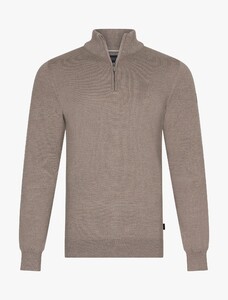 Cavallaro Napoli Uni Color Merino Half Zip Trui Zand