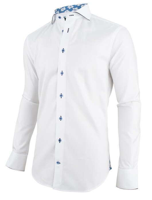 Cavallaro Napoli Vincenzo Mouwlengte 7 Overhemd Wit-Blauw