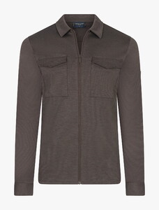 Cavallaro Napoli Zaverio Ton-sur-Ton Zip Closure Overshirt Donker Bruin Melange