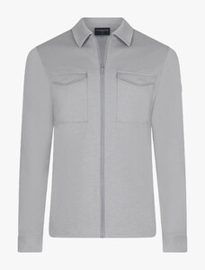 Cavallaro Napoli Zaverio Ton-sur-Ton Zip Closure Overshirt Grijs Melange
