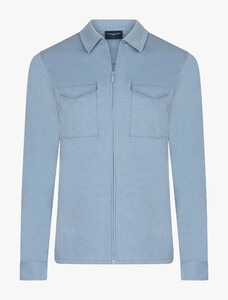 Cavallaro Napoli Zaverio Ton-sur-Ton Zip Closure Overshirt Licht Blue Melange
