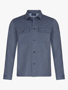 Cavallaro Napoli Zedenio Fine Texture Melange Overshirt Donker Blauw Melange
