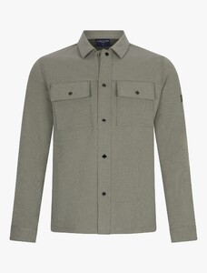 Cavallaro Napoli Zedenio Fine Texture Melange Overshirt Midden Groen Melange