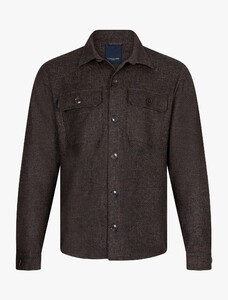 Cavallaro Napoli Zento Large Buttons Mélange Color Overshirt Dark Brown Melange