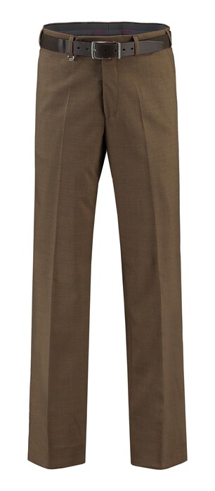 Com4 Flat-Front Summer Wool Pants Brown