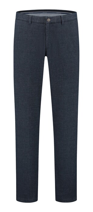 Com4 Modern Chino Fine Texture Pattern Broek Donker Blauw