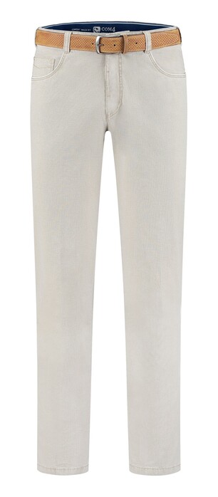 Com4 Swing Front Cotton Fine Line Pants Light Grey