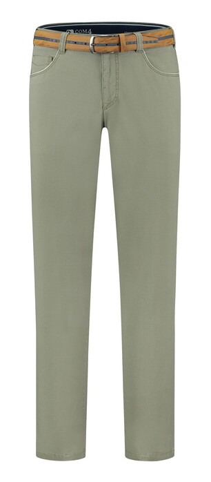 Com4 Swing Front Cotton Fine Pattern Pants Olive