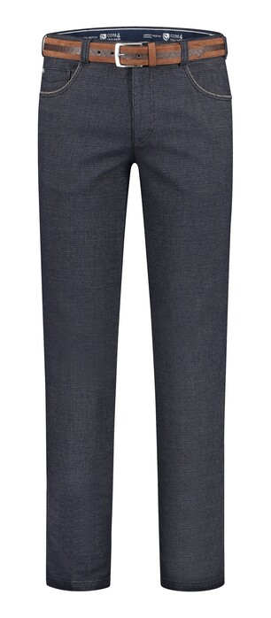 Com4 Swing Front Cotton Structure Mix Wool Look Pants Blue