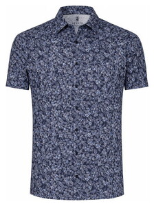 Desoto Abstract Floral Pattern Overhemd Donker Blauw
