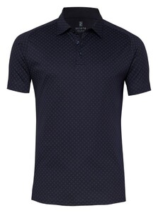 Desoto Abstract Mini Allover Cubes Pattern Polo Donker Blauw