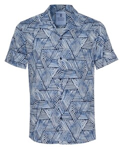 Desoto Abstract Streaks Lido Collar Shirt Blue-Navy