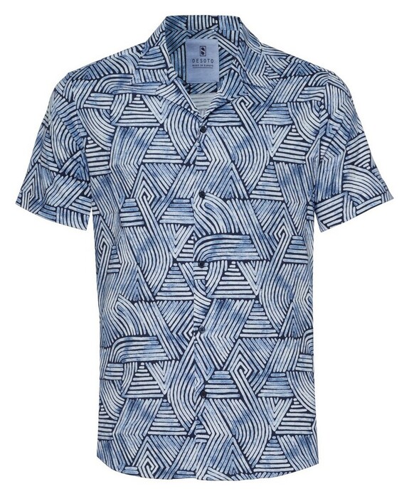 Desoto Abstract Streaks Lido Collar Shirt Blue-Navy