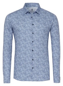 Desoto Allover Abstract Flowers Pattern Overhemd Blauw