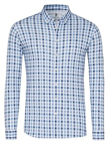 Desoto Allover Check Casual Button-Down Overhemd Lichtblauw-Blauw