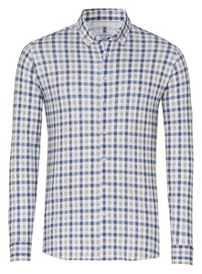 Desoto Allover Check Pattern Overhemd Beige-Blauw