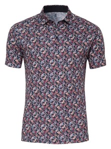 Desoto Allover Floral Artwork Polo Rood-Abrikoos