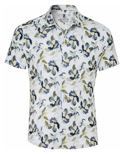 Desoto Allover Flowers Casual Kent Shirt Green-Blue