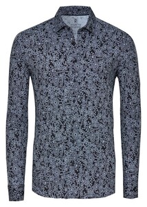 Desoto Allover Flowers Pattern Overhemd Zwart-Wit