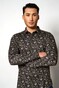 Desoto Allover Flowers Pattern Shirt Dark Olive-Navy