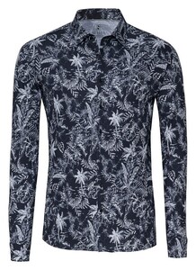 Desoto Allover Multi Leaves And Flowers Pattern Overhemd Donker Grijs