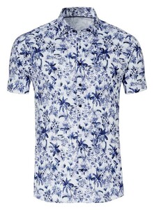 Desoto Allover Palm Floral Fantasy Overhemd Donker Blauw