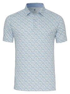 Desoto Allover Short Watercolor Dashes Polo Blauw-Multi