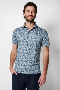 Desoto Bananas Pattern Polo Denim Blue