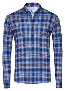 Desoto Bold Multi Check Overhemd Navy-Cognac