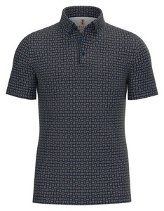 Desoto Button Down Abstract Blossom Polo Donker Blauw