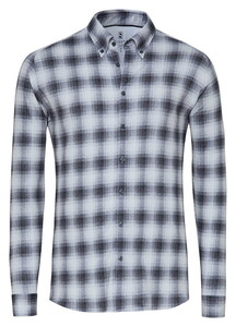 Desoto Casual Button-Down 3D Check Flanel Overhemd Grijs