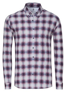 Desoto Casual Button-Down 3D Check Flanel Overhemd Rood-Blauw