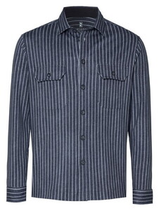 Desoto Casual Denim Stripe Kent Collar Overshirt Navy