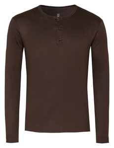 Desoto Casual Henley Solid Color Cotton T-Shirt Brown