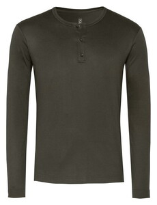 Desoto Casual Henley Solid Color Cotton T-Shirt Groen