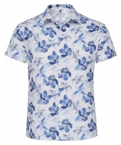 Desoto Casual Kent Flowers Fantasy Short Sleeve Shirt Light Blue